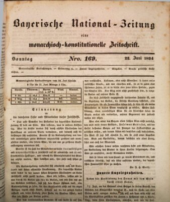 Bayerische National-Zeitung Sonntag 22. Juni 1834