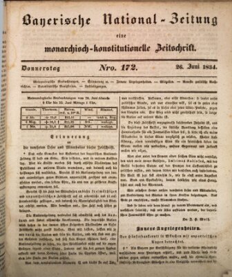 Bayerische National-Zeitung Donnerstag 26. Juni 1834