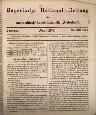 Bayerische National-Zeitung Samstag 28. Juni 1834