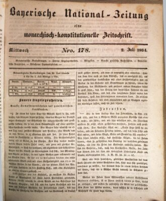 Bayerische National-Zeitung Mittwoch 2. Juli 1834