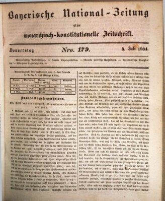 Bayerische National-Zeitung Donnerstag 3. Juli 1834