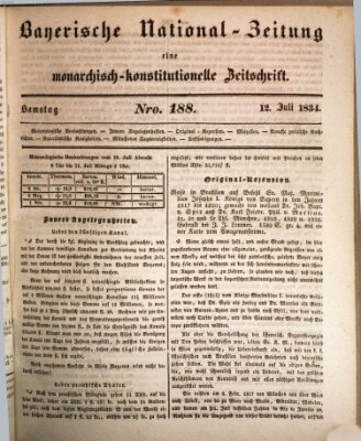 Bayerische National-Zeitung Samstag 12. Juli 1834