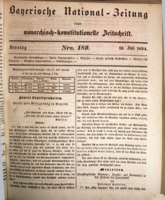 Bayerische National-Zeitung Sonntag 13. Juli 1834