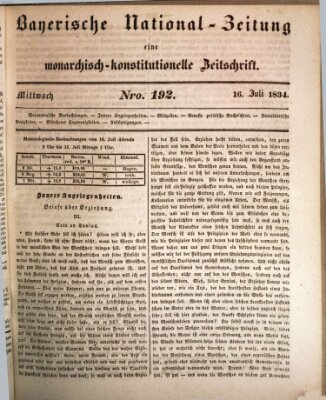 Bayerische National-Zeitung Mittwoch 16. Juli 1834