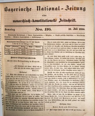 Bayerische National-Zeitung Samstag 19. Juli 1834