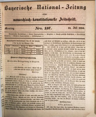 Bayerische National-Zeitung Montag 21. Juli 1834