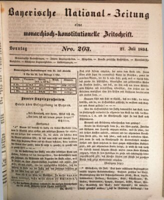 Bayerische National-Zeitung Sonntag 27. Juli 1834