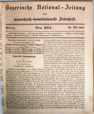 Bayerische National-Zeitung Montag 28. Juli 1834