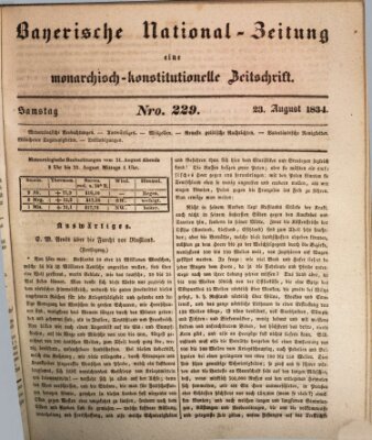 Bayerische National-Zeitung Samstag 23. August 1834