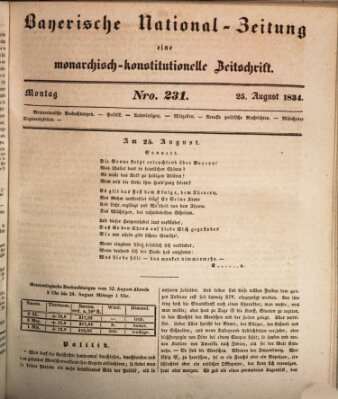 Bayerische National-Zeitung Montag 25. August 1834