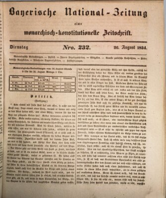 Bayerische National-Zeitung Dienstag 26. August 1834