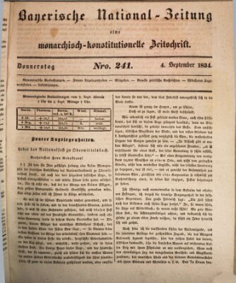 Bayerische National-Zeitung Donnerstag 4. September 1834