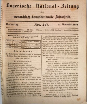 Bayerische National-Zeitung Donnerstag 11. September 1834