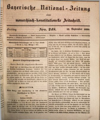 Bayerische National-Zeitung Freitag 12. September 1834