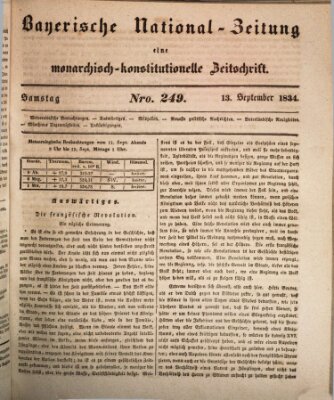 Bayerische National-Zeitung Samstag 13. September 1834