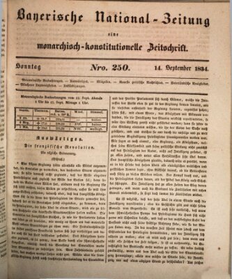 Bayerische National-Zeitung Sonntag 14. September 1834