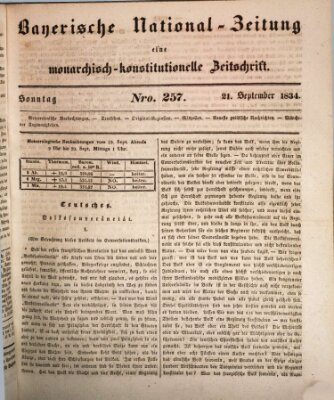 Bayerische National-Zeitung Sonntag 21. September 1834