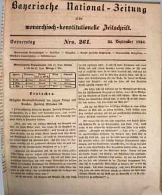 Bayerische National-Zeitung Donnerstag 25. September 1834