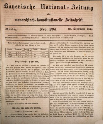 Bayerische National-Zeitung Montag 29. September 1834