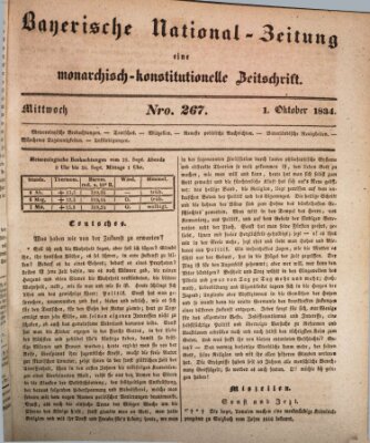 Bayerische National-Zeitung Mittwoch 1. Oktober 1834