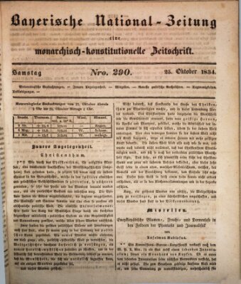 Bayerische National-Zeitung Samstag 25. Oktober 1834