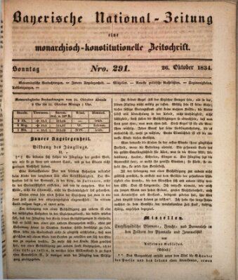 Bayerische National-Zeitung Sonntag 26. Oktober 1834