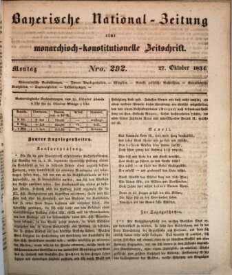 Bayerische National-Zeitung Montag 27. Oktober 1834