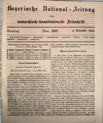 Bayerische National-Zeitung Sonntag 2. November 1834