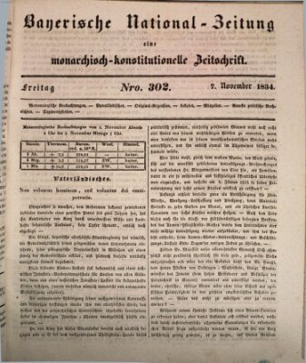 Bayerische National-Zeitung Freitag 7. November 1834