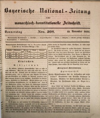 Bayerische National-Zeitung Donnerstag 13. November 1834