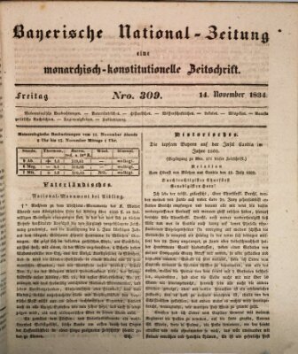 Bayerische National-Zeitung Freitag 14. November 1834