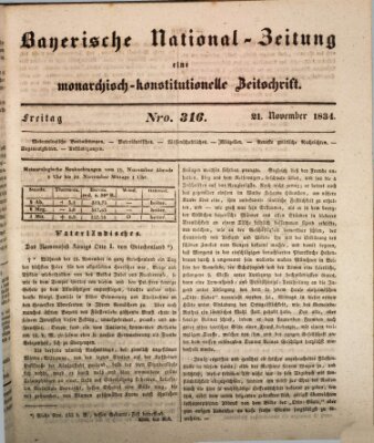 Bayerische National-Zeitung Freitag 21. November 1834