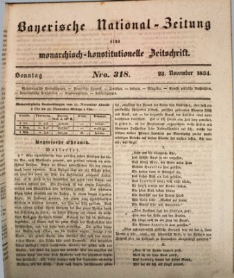 Bayerische National-Zeitung Sonntag 23. November 1834