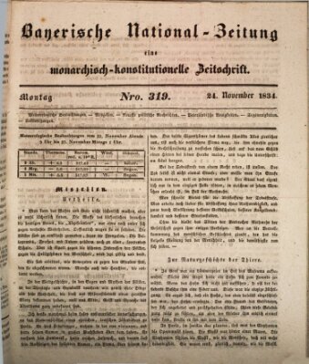 Bayerische National-Zeitung Montag 24. November 1834