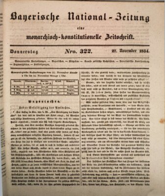 Bayerische National-Zeitung Donnerstag 27. November 1834