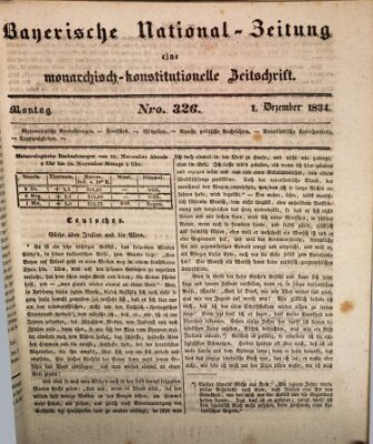 Bayerische National-Zeitung Montag 1. Dezember 1834