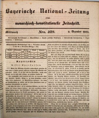 Bayerische National-Zeitung Mittwoch 3. Dezember 1834