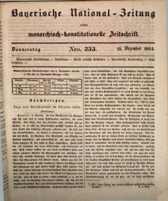 Bayerische National-Zeitung Donnerstag 11. Dezember 1834