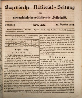 Bayerische National-Zeitung Samstag 13. Dezember 1834