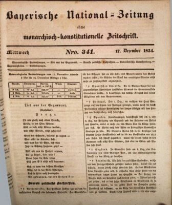 Bayerische National-Zeitung Mittwoch 17. Dezember 1834