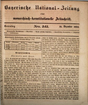 Bayerische National-Zeitung Sonntag 21. Dezember 1834