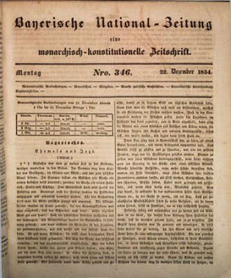 Bayerische National-Zeitung Montag 22. Dezember 1834