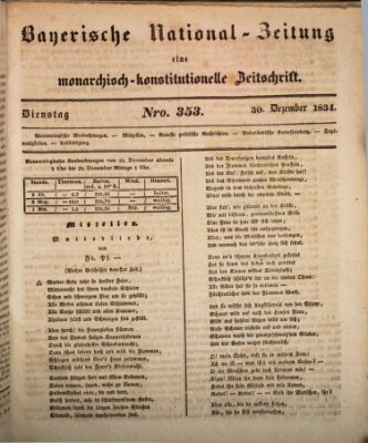 Bayerische National-Zeitung Dienstag 30. Dezember 1834