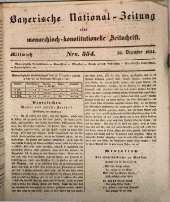 Bayerische National-Zeitung Mittwoch 31. Dezember 1834