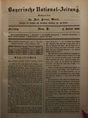 Bayerische National-Zeitung Freitag 2. Januar 1835