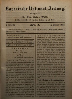 Bayerische National-Zeitung Sonntag 4. Januar 1835