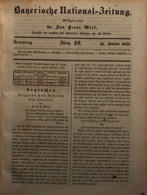 Bayerische National-Zeitung Sonntag 18. Januar 1835