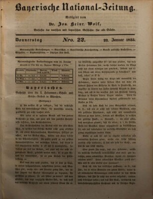 Bayerische National-Zeitung Donnerstag 22. Januar 1835