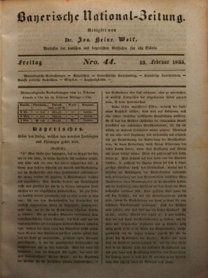 Bayerische National-Zeitung Freitag 13. Februar 1835