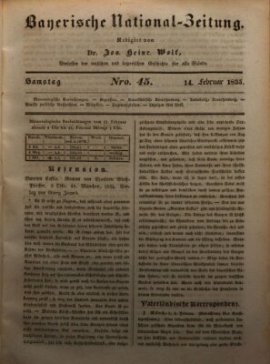 Bayerische National-Zeitung Samstag 14. Februar 1835